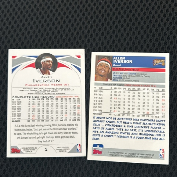 2 Allen Iverson Topps basketball cards - Picture 2 of 2